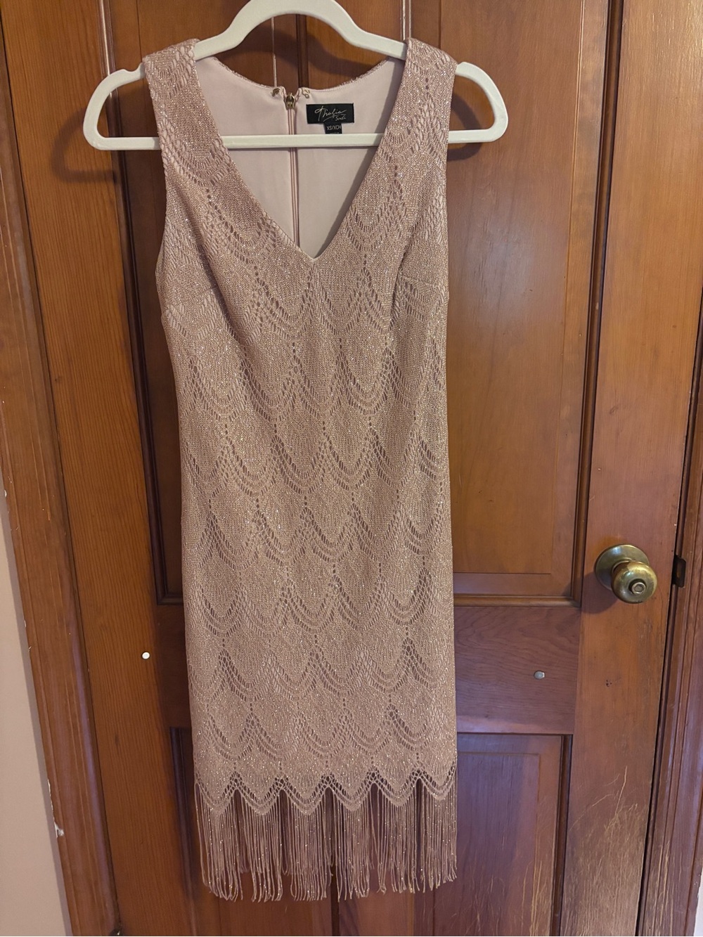 Thalia Sodi V-Neck Midi Dress with Fringe